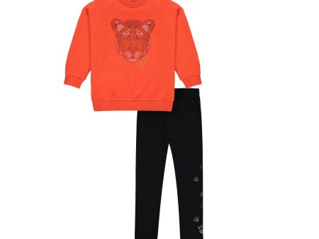 A DEE - Leopard Head Legging Set - Orange Online Hot Sale