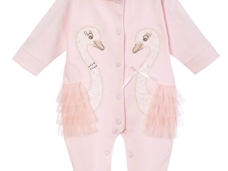 SOFIJA - Ruffle Swan Babygrow - Pink Discount