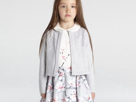 A DEE - Diamate Bow Cardigan - Grey Online now