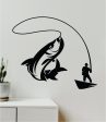 Fishing V2 Decal Sticker Wall Vinyl Art Home Room Decor Room Bedroom Ocean Beach Water Sea Fisherman Boat Lake River Nautical Sailor Reel Fish Men Dad For Discount