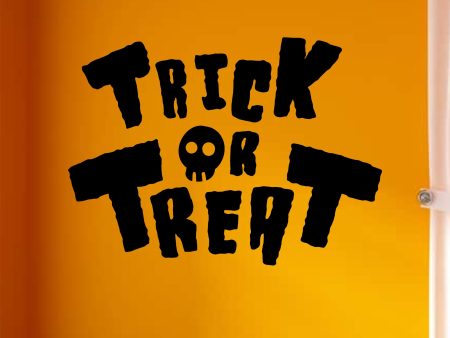 Trick or Treat Wall Decal Home Decor Vinyl Art Sticker Holiday October Halloween Pumpkin Witch Ghost Scary Skull Kids Boy Girl Family Discount