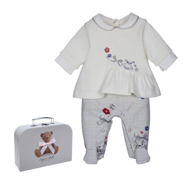 LAPIN HOUSE - Baby Dogtooth Jewel Babygrow  - Cream Online