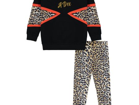 A DEE - Leopard Panel Sweatshirt Set - Black Discount