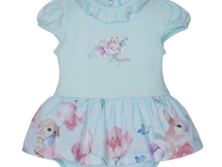 LAPIN HOUSE MINT RABBIT FRILL ROMPER & HAIRBAND For Discount