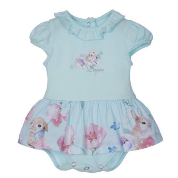 LAPIN HOUSE MINT RABBIT FRILL ROMPER & HAIRBAND For Discount