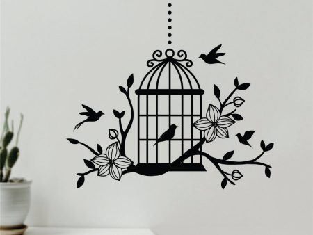 Birdcage V4 Wall Decal Home Decor Sticker Art Vinyl Bedroom Boys Girls Teen Baby Nursery Animals Birds Flowers Nature Tree Branch Supply