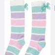 A Dee - Striped Knee Ankle Sock - Pink Purple Green White on Sale