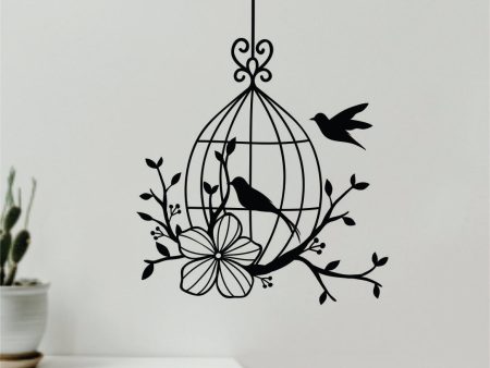 Birdcage V3 Wall Decal Home Decor Sticker Art Vinyl Bedroom Boys Girls Teen Baby Nursery Animals Birds Flowers Nature Tree Branch Online now