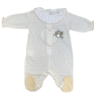 BARCELLINO - Stripe & Heart Babygrow - White Fashion