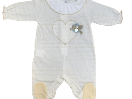 BARCELLINO - Stripe & Heart Babygrow - White Fashion