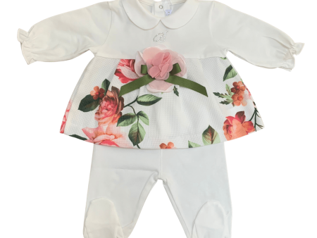 BARCELLINO - Flower Print Two Piece - White For Discount