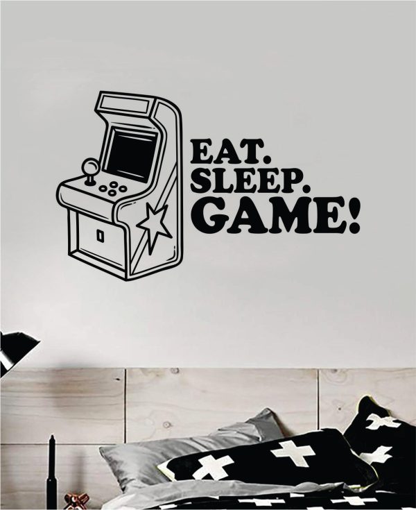 Eat Sleep Game V9 Wall Decal Quote Home Room Decor Art Vinyl Sticker Funny Gaming Nerd Geek Teen Video Kids Baby Boys Xbox Ps4 Arcade Online Hot Sale