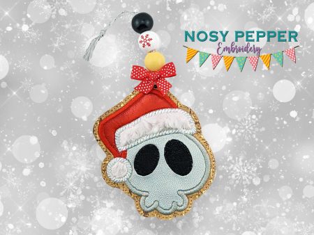 Santa Skull Applique ornament machine embroidery design DIGITAL DOWNLOAD Supply