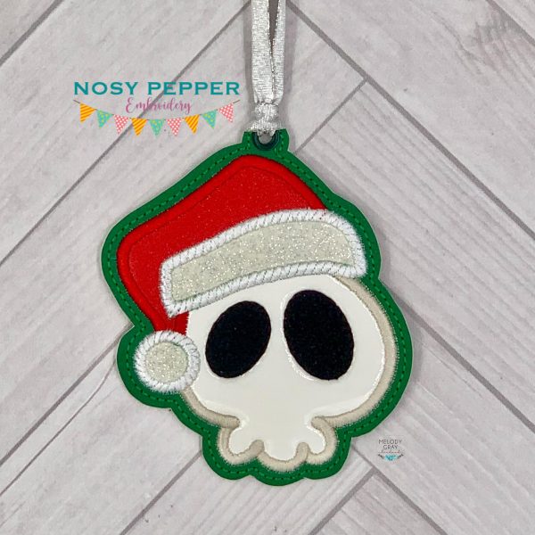 Santa Skull Applique ornament machine embroidery design DIGITAL DOWNLOAD Supply