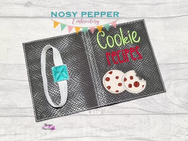 Cookie Recipe appliqué notebook cover machine embroidery design (2 sizes available) DIGITAL DOWNLOAD Discount