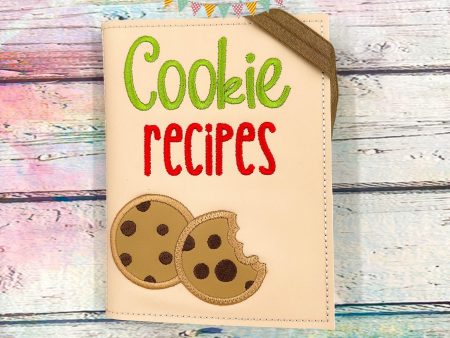 Cookie Recipe appliqué notebook cover machine embroidery design (2 sizes available) DIGITAL DOWNLOAD Discount