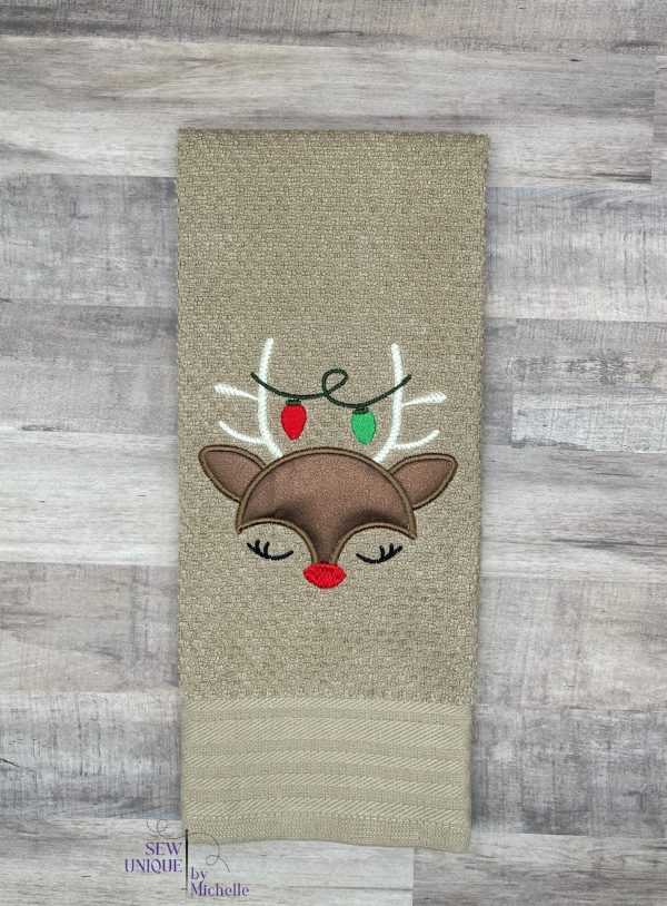 Reindeer Lights machine embroidery design (5 sizes and 2 versions included) DIGITAL DOWNLOAD For Discount