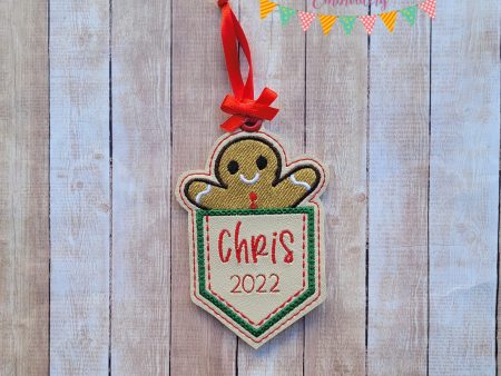 Gingerbread Pocket ornament machine embroidery design DIGITAL DOWNLOAD Online now