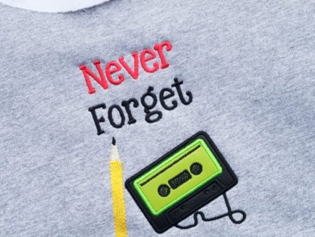 Never Forget Applique machine embroidery design DIGITAL DOWNLOAD Supply