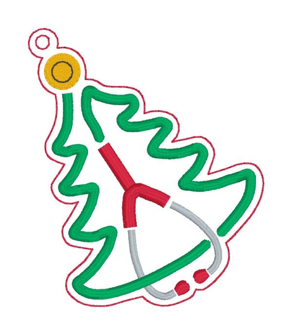 Stethoscope Tree ornament machine embroidery design DIGITAL DOWNLOAD For Discount