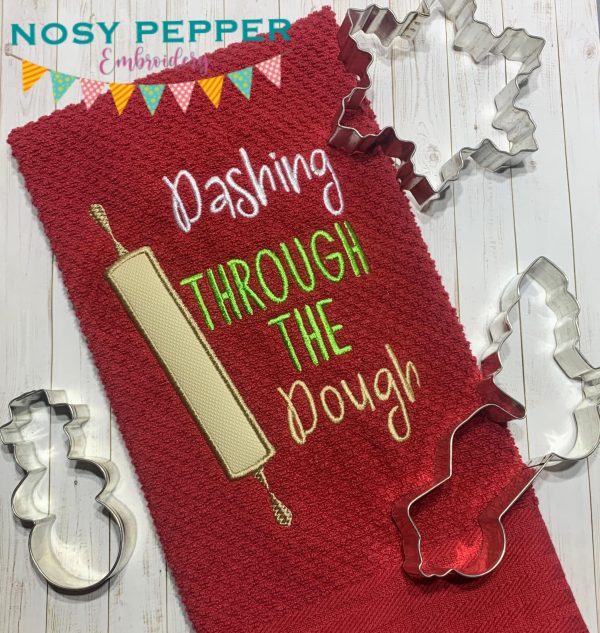 Dashing Through The Dough machine embroidery design (4 sizes and 2 versions included) DIGITAL DOWNLOAD Hot on Sale