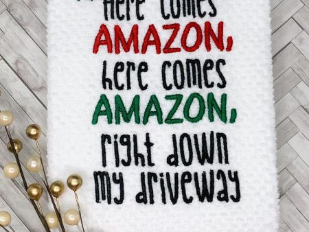 Here Comes Amazon machine embroidery design (4 sizes included) DIGITAL DOWNLOAD Discount