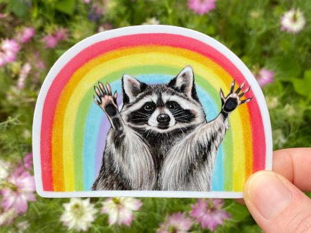 Rainbow Raccoon Vinyl Sticker Online Hot Sale