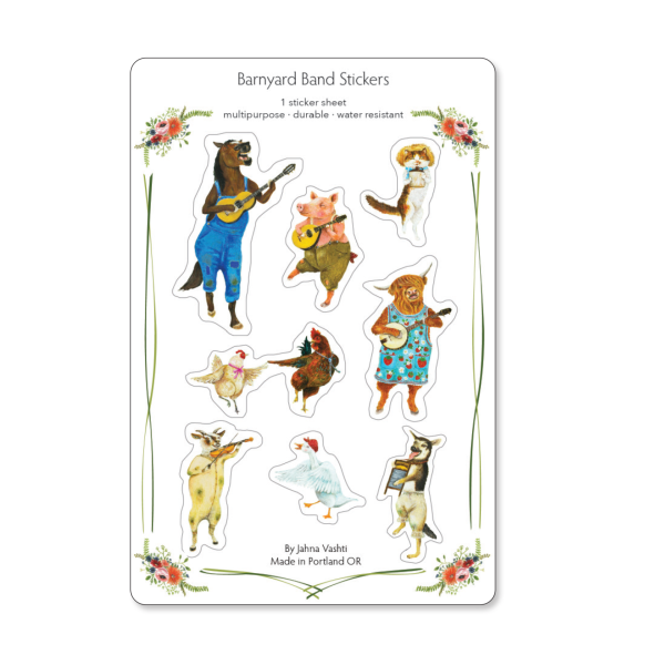 Barnyard Band Vinyl Sticker Sheet   envelope seals Supply