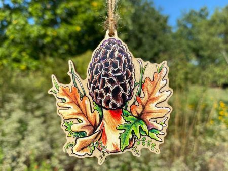 Morel Mushroom Wood Print Ornament Sale