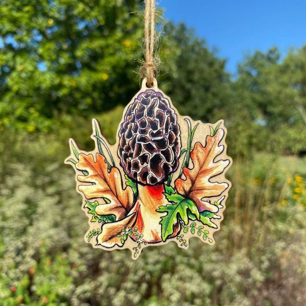 Morel Mushroom Wood Print Ornament Sale