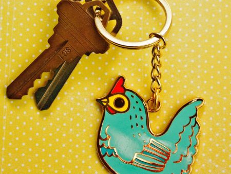 Little Blue Chicken Enamel Charm Keychain Sale