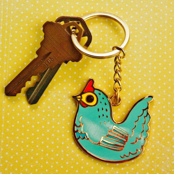 Little Blue Chicken Enamel Charm Keychain Sale