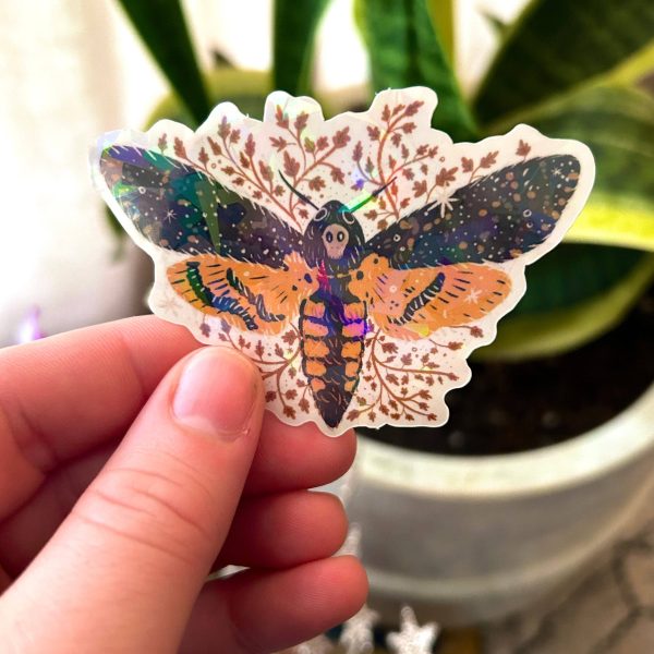 Death s Head Moth Sparkly Sticker Discount