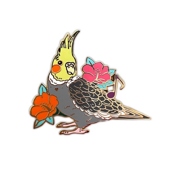 Cockatiel Enamel Pin (Gray Yellow) Online now