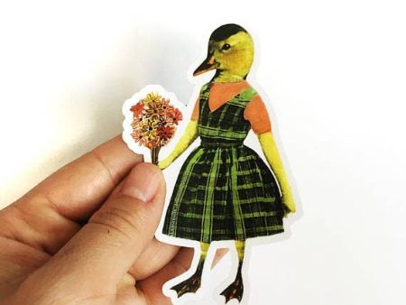 Duck Girl with Flowers Sticker Fashion