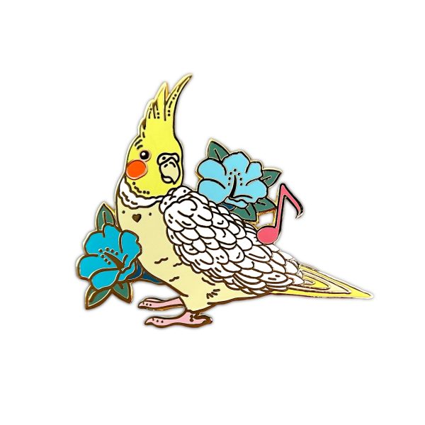 Lutino Cockatiel Enamel Pin (Yellow White) Cheap