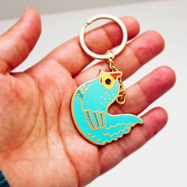 Little Blue Chicken Enamel Charm Keychain Sale