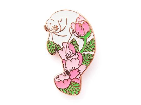 Peony Manatee Enamel Pin Hot on Sale