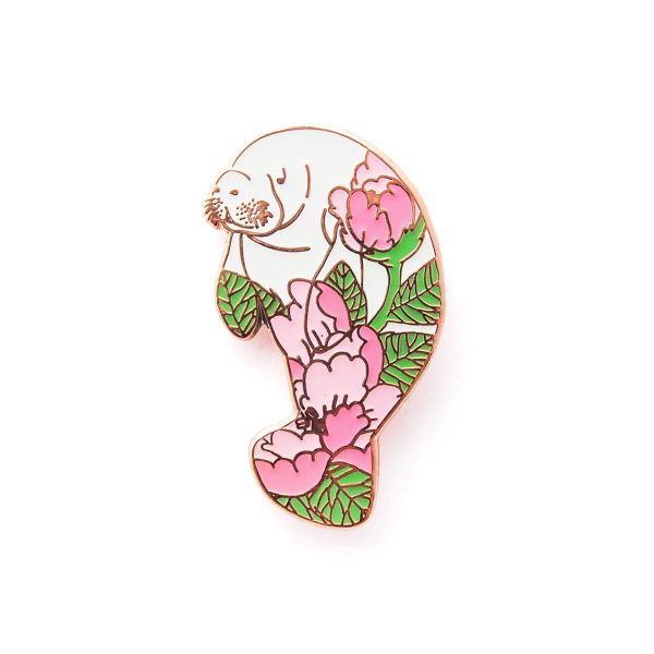 Peony Manatee Enamel Pin Hot on Sale