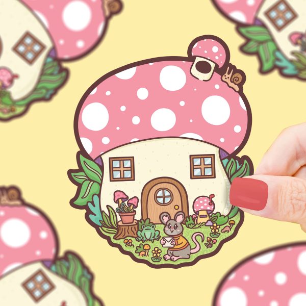 Mushroom Cottage & Mouse Sticker For Cheap