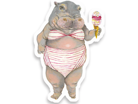 Hippo with Ice-Cream Vinyl Sticker Discount