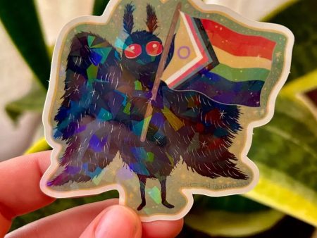 Sparkly Mothman Pride Sticker For Cheap