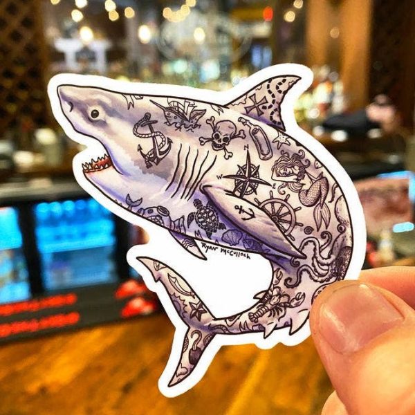 Tattoo Shark Vinyl Sticker Online Hot Sale