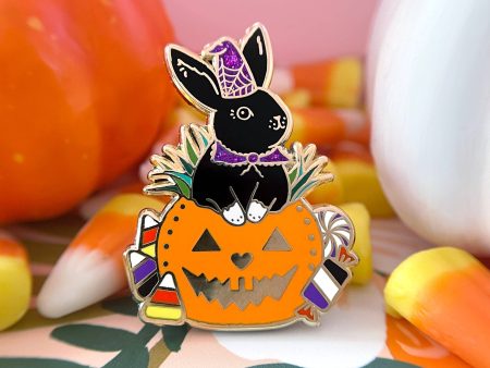 Halloween Black Rabbit Enamel Pin For Sale