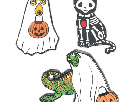 Set of 3 Halloween Pet Enamel Pins Online