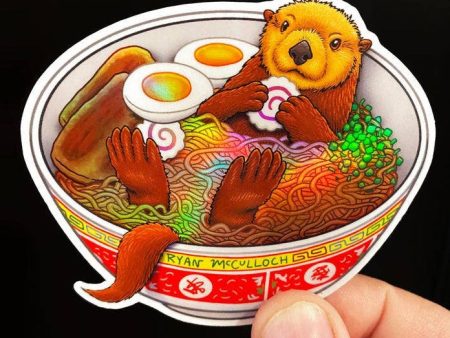 Holographic Ramen Otter Sticker For Cheap